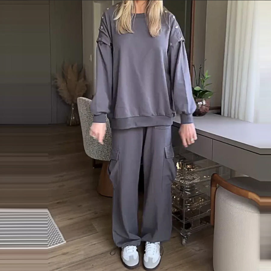 Relaxed Lounge Set - Long Sleeve Top & Trousers