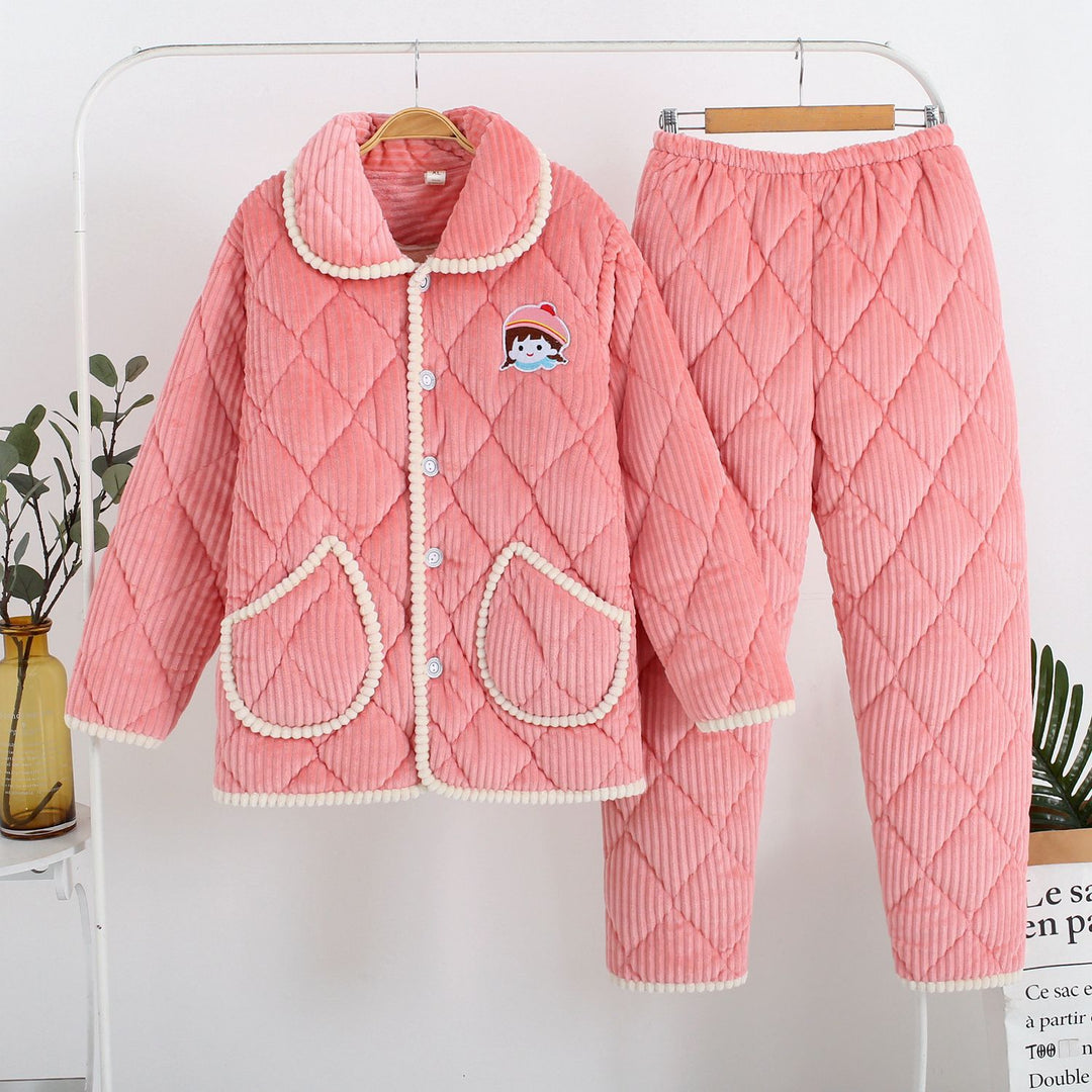 Three-Layer Coral Fleece Loungewear Set - Premium Warmth