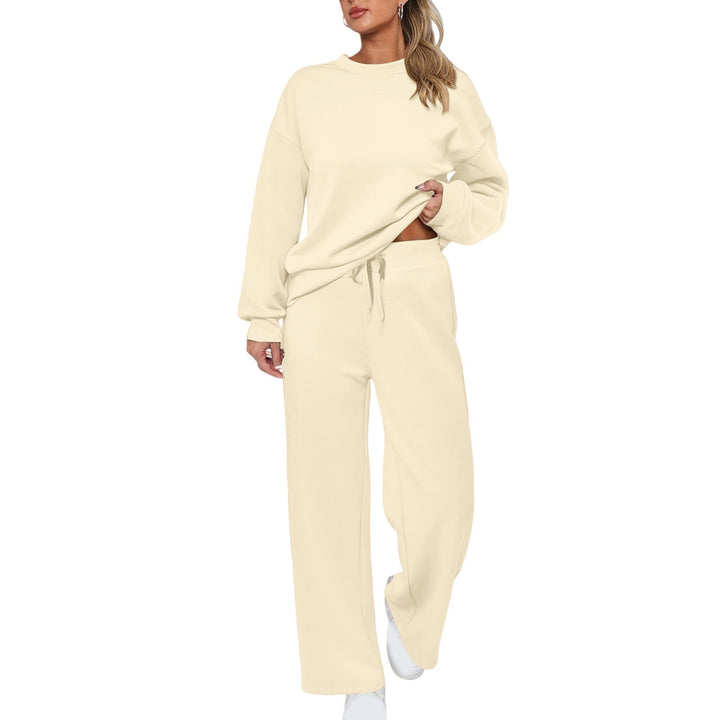 Patchwork Sweatshirt And Wide-Leg Pants Set