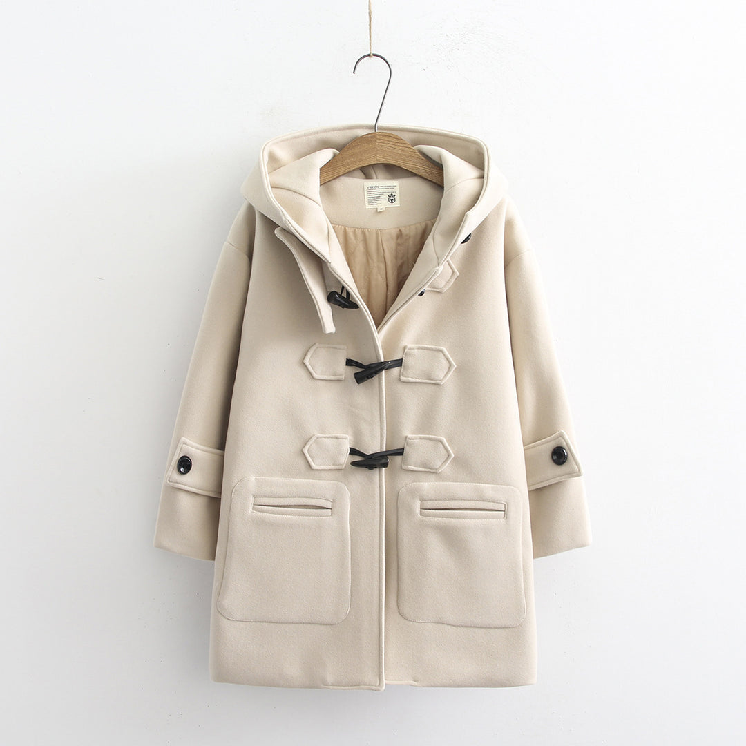 Coat Hooded Student Woolen Coat Female