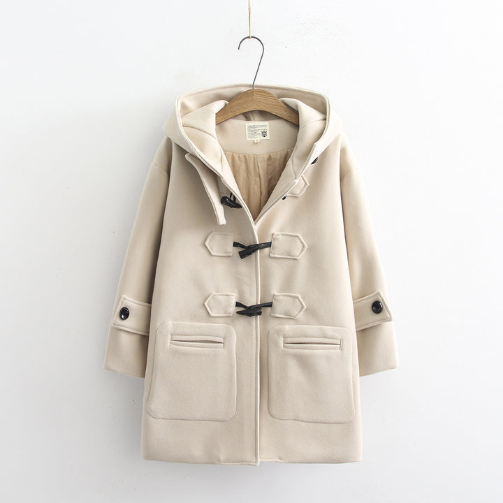 Coat Hooded Student Woolen Coat Female
