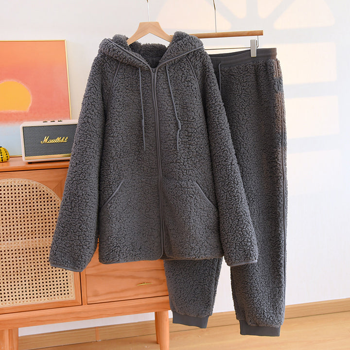 Two-piece Flannel Cute Hooded Thickened Loungewear Autumn And Winter
