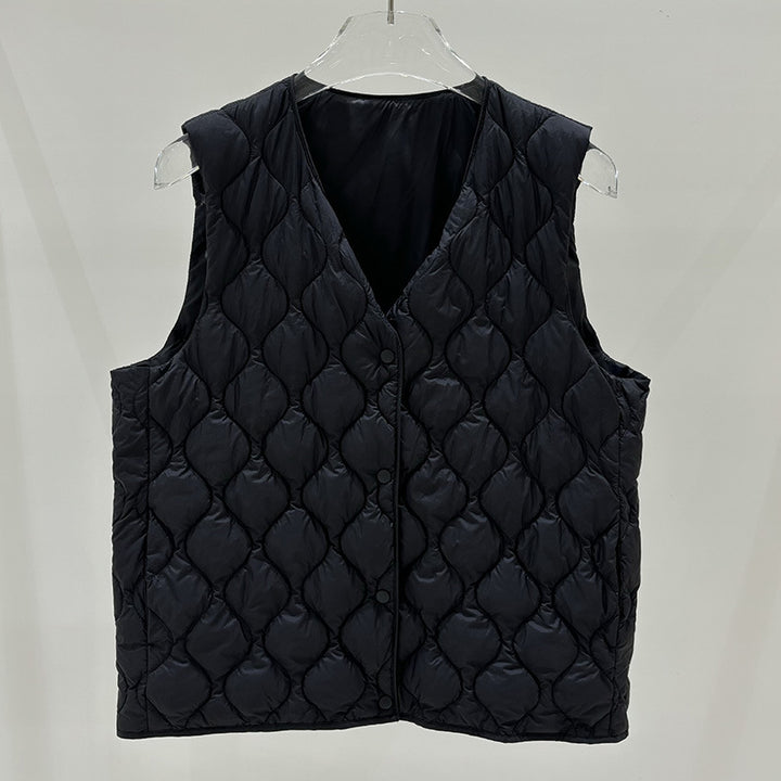 Layered Inner Wear, Short Round-neck Lightweight Down Vest Jacket