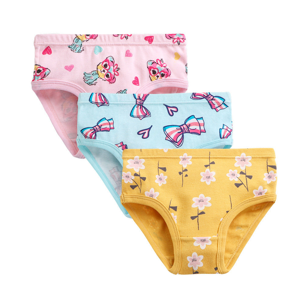 Girls' Cotton Breathable Shorts Briefs - Fun Designs