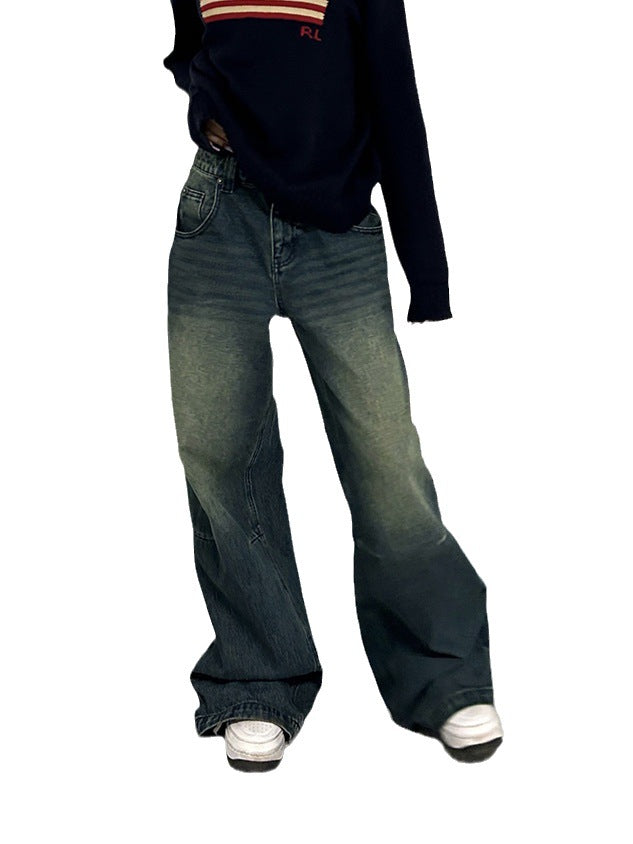 Retro Washed Straight Leg Jeans - Plus Size