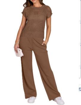 Hollow-Out Detail Two-Piece Casual Set