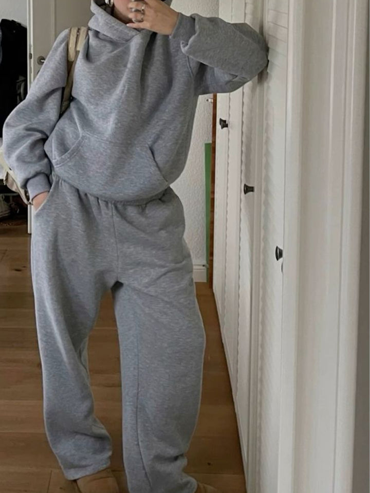 Velvet Lined Hooded Loungewear Set - Two Piece