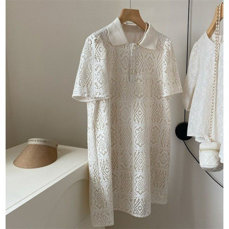 Fashion Hollowed-out Crochet Lace Dress Women