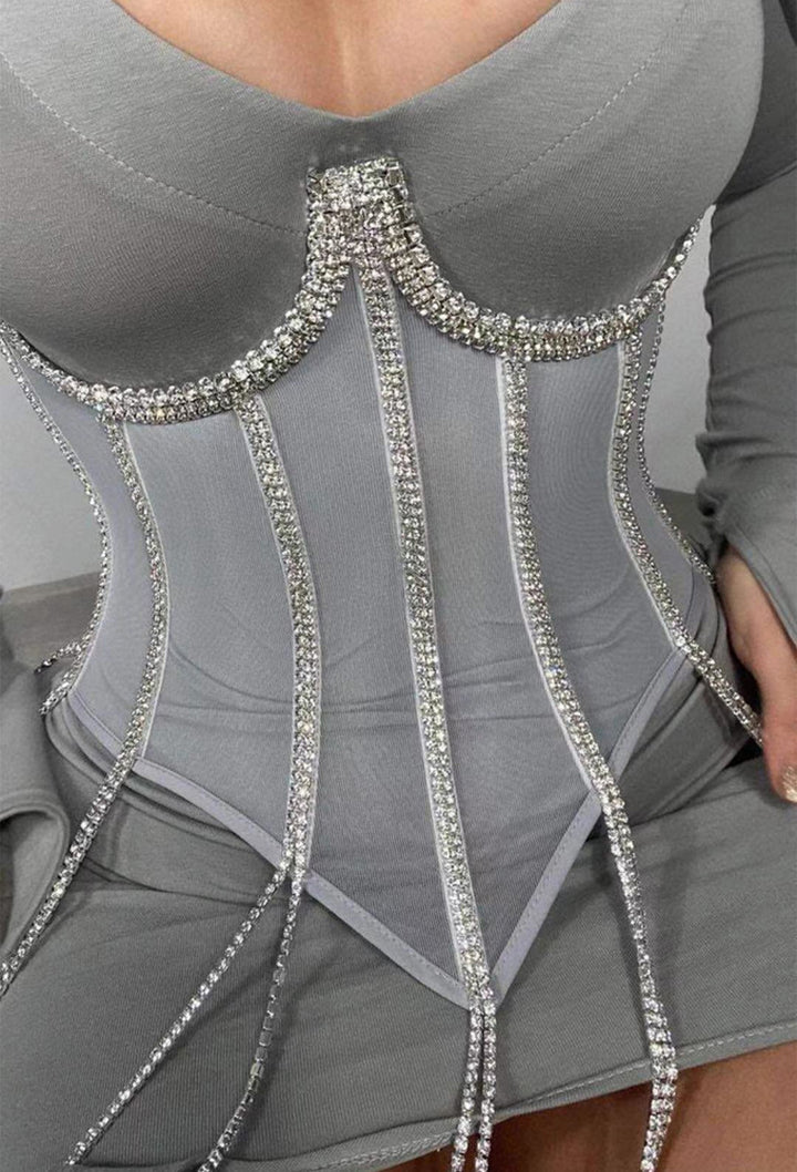 Chain Detail Polyester Shapewear - Edgy Style
