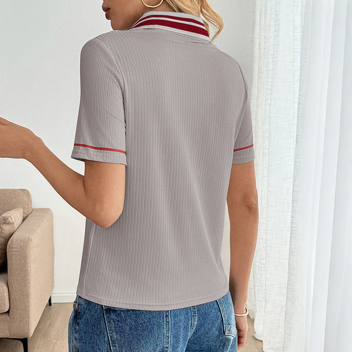 Retro Sporty Striped Short-Sleeve Top