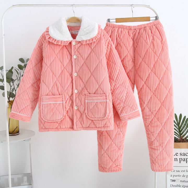 Three-Layer Coral Fleece Loungewear Set - Premium Warmth