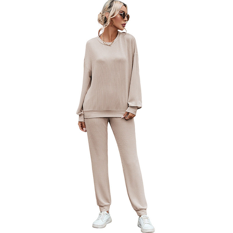 Solid Colour Casual Loungewear Set - Japanese Korean Style