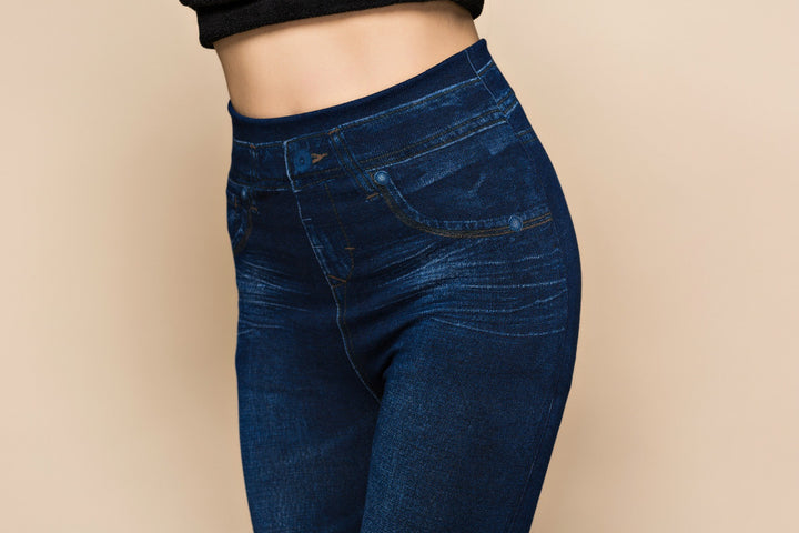 Faux Denim Leggings - Plus Size