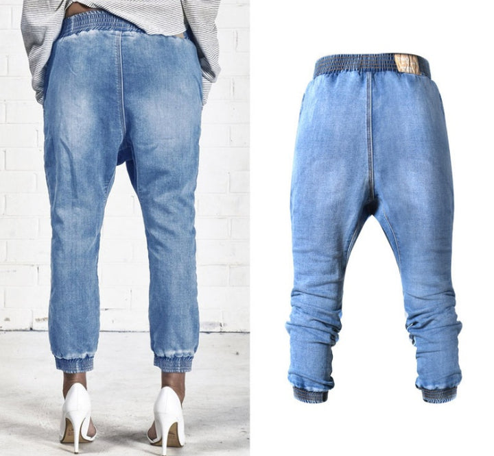 Elastic Waist Cropped Jeans - Plus Size