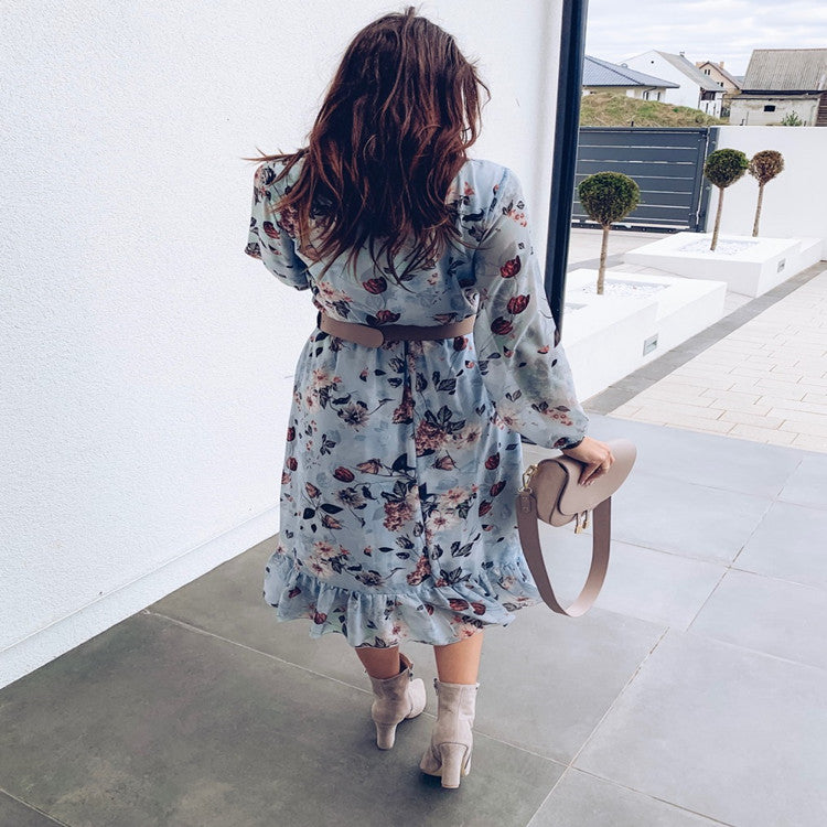 V-Neck Print Maxi Dress