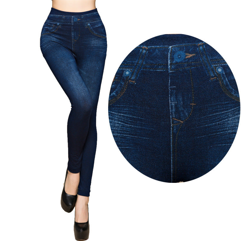 Faux Denim Leggings - Plus Size