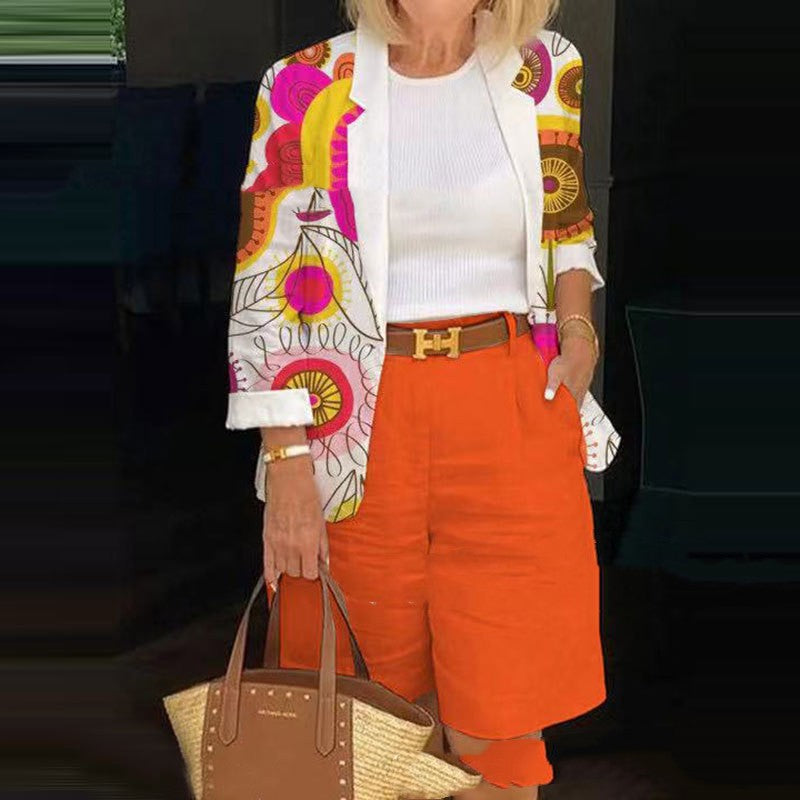 Casual Two-Piece Set - Jacket & Shorts
