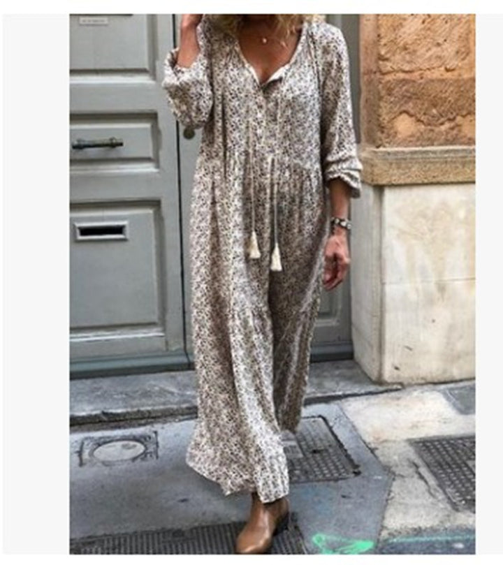 V-Neck Print Maxi Dress
