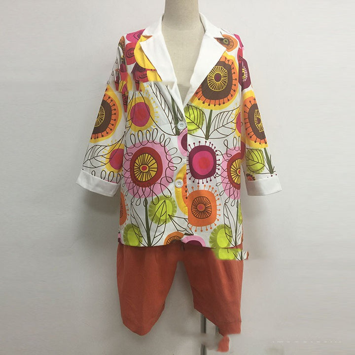 Casual Two-Piece Set - Jacket & Shorts
