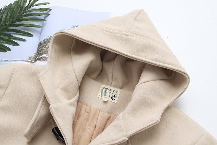 Coat Hooded Student Woolen Coat Female