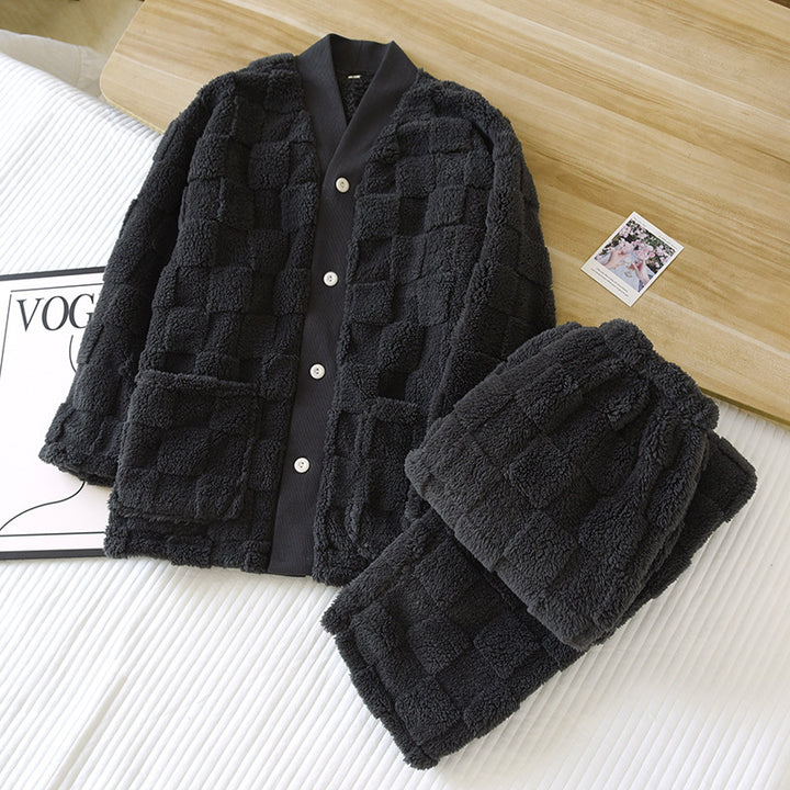 Coral Fleece Loungewear Set - Thickened Winter Comfort