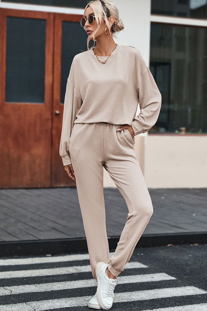 Solid Colour Casual Loungewear Set - Japanese Korean Style