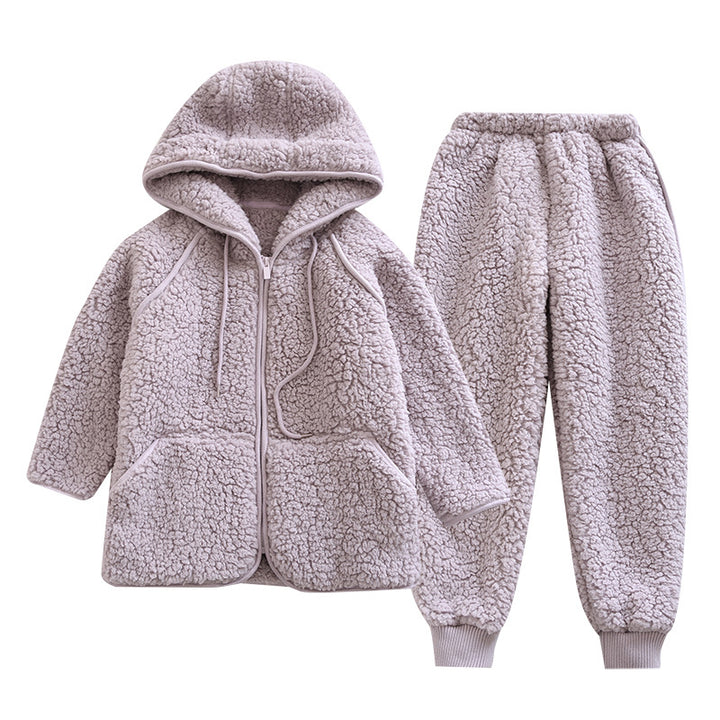 Two-piece Flannel Cute Hooded Thickened Loungewear Autumn And Winter