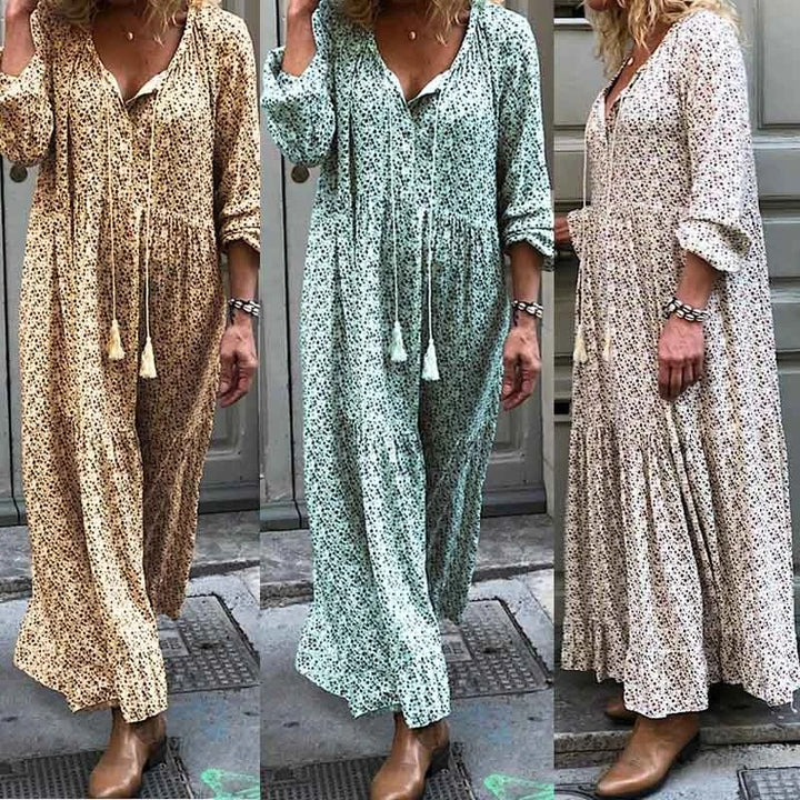 V-Neck Print Maxi Dress