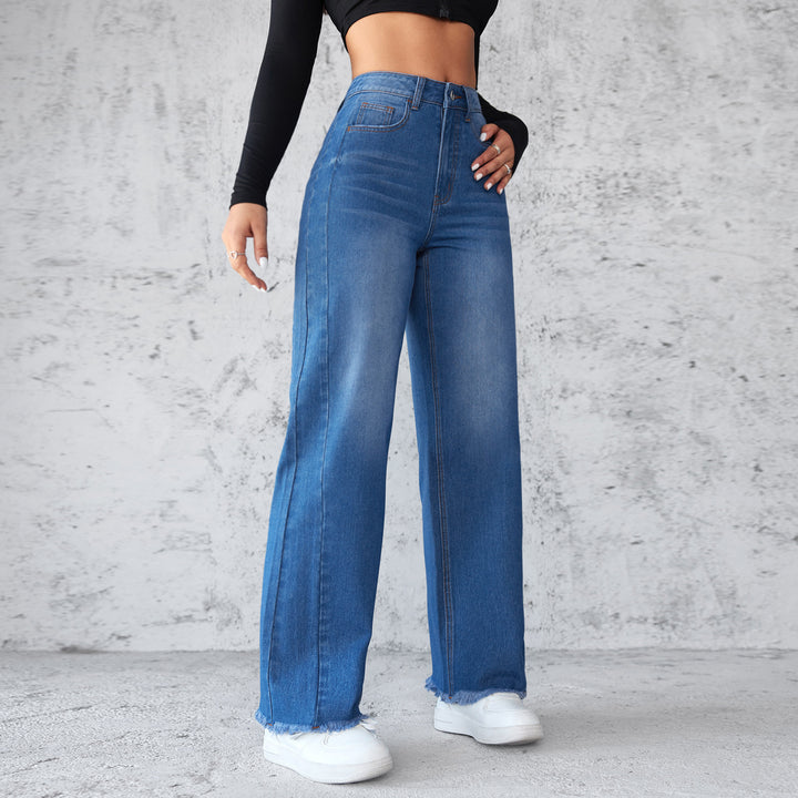 High-Waist Wide-Leg Jeans - Casual Straight Fit