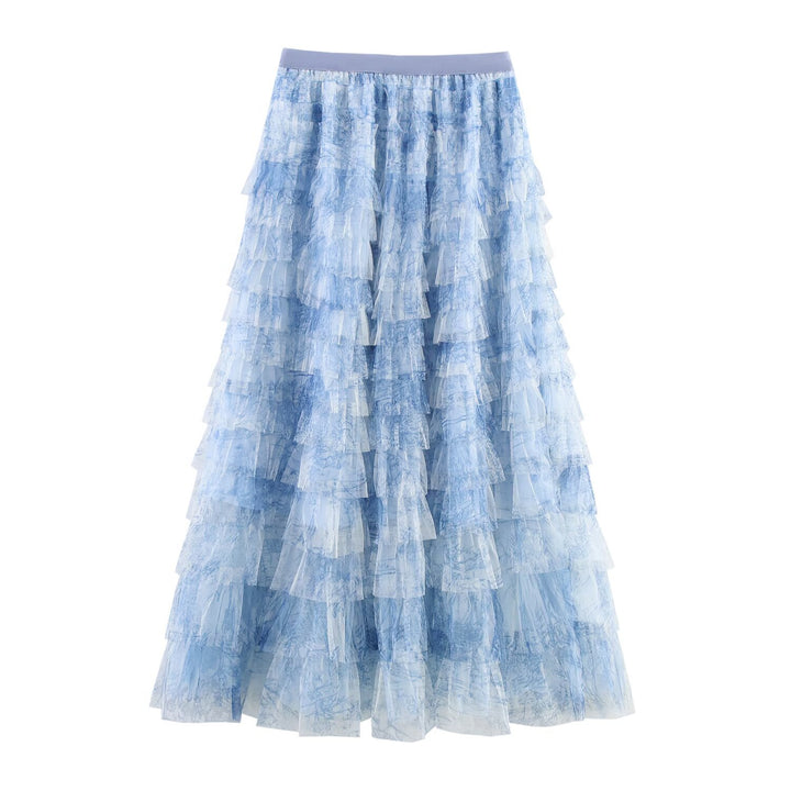Gradient Mesh Tiered Skirt