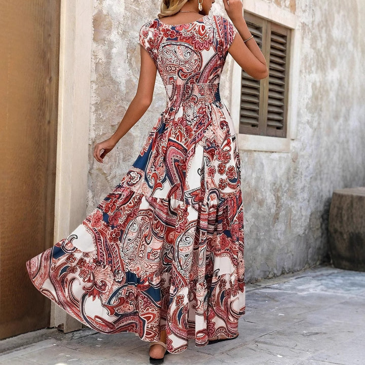 Resort-Style Floral V-Neck Maxi Dress