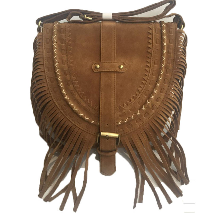 Suede Fringe Diagonal Crossbody Bag