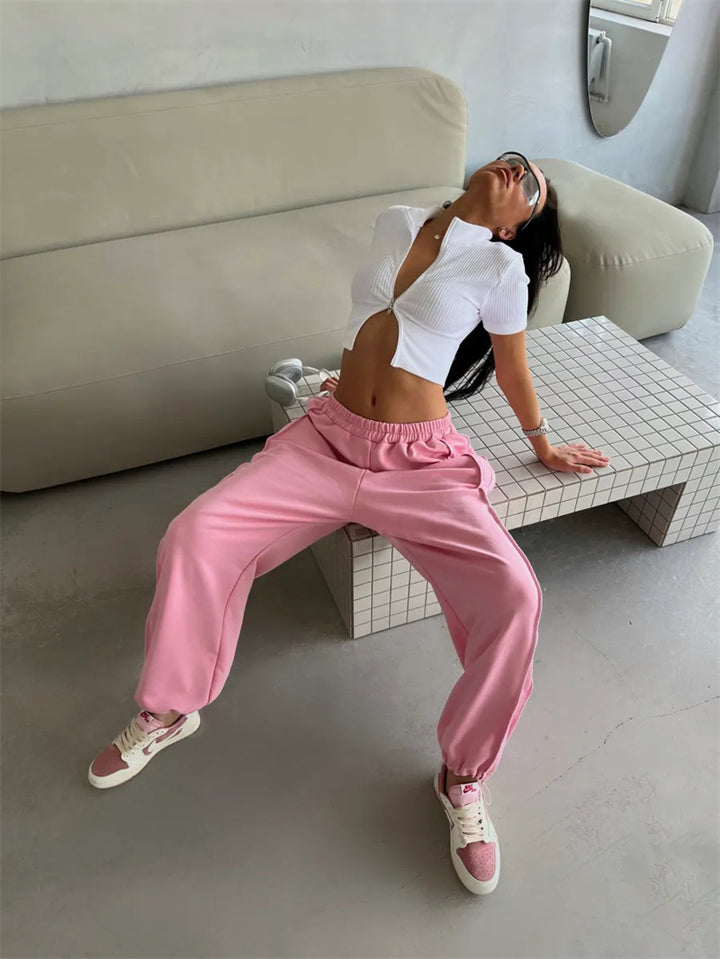 Street Style Loose Casual Fashion All-matching Elastic Waist Sweatpants