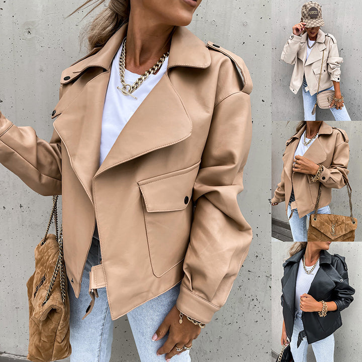 PU Leather Loose Fit Jacket