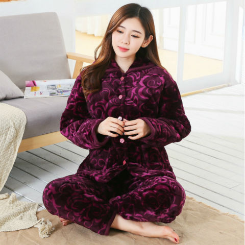 Three-Layer Coral Fleece Loungewear Set - Premium Warmth