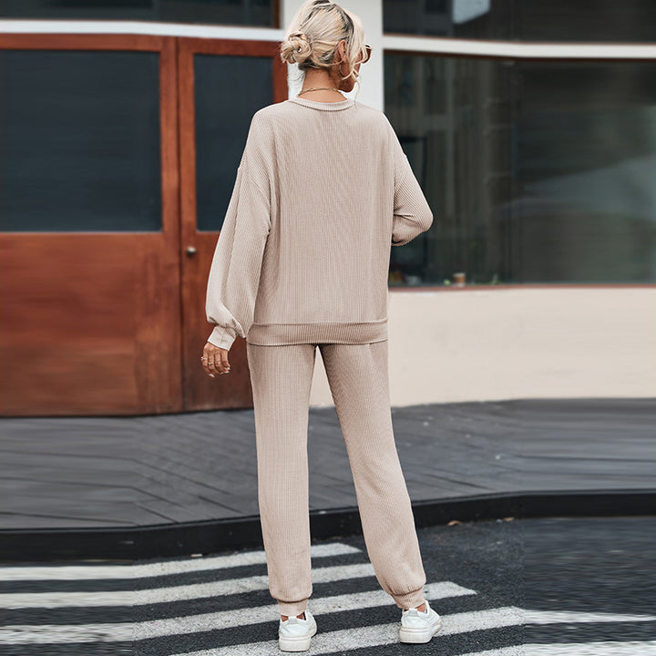 Solid Colour Casual Loungewear Set - Japanese Korean Style
