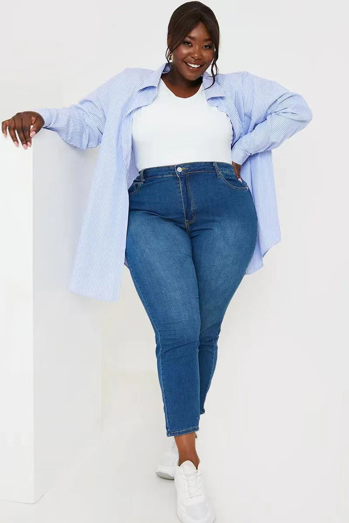 High Elastic Slim Fit Jeans - Plus Size