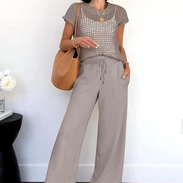 Hollow-Out Detail Two-Piece Casual Set