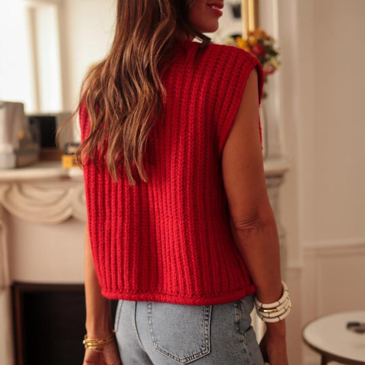 Textured Knitted Waistcoat - Corduroy With Pockets