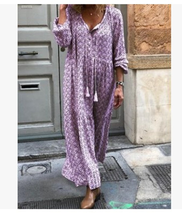 V-Neck Print Maxi Dress