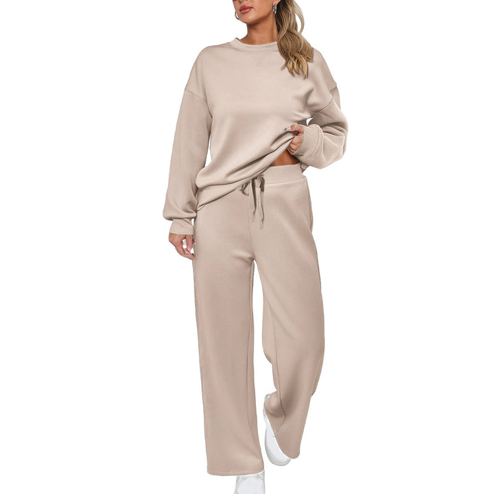 Patchwork Sweatshirt And Wide-Leg Pants Set