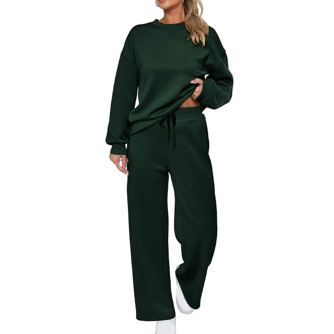 Patchwork Sweatshirt And Wide-Leg Pants Set