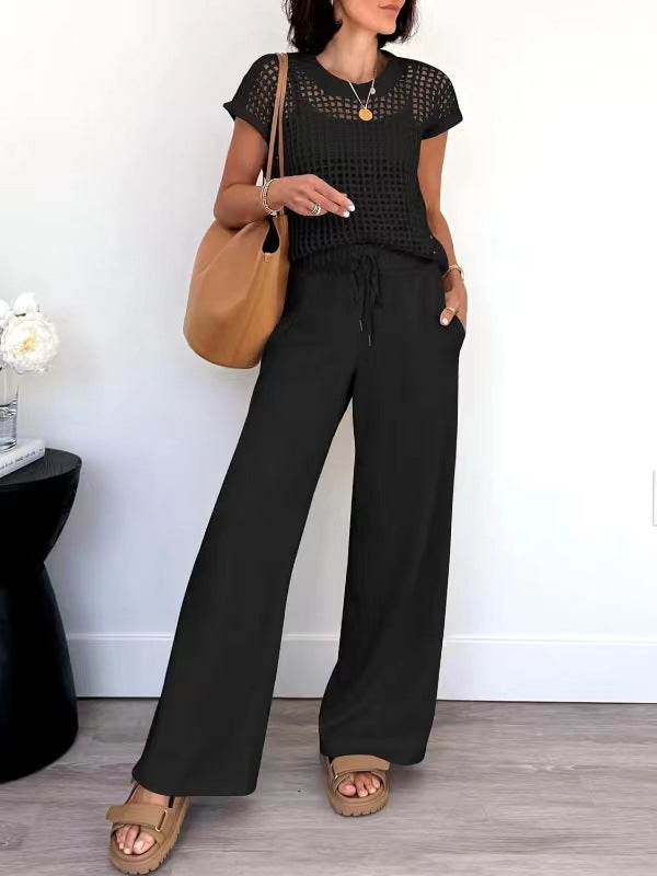 Hollow-Out Detail Two-Piece Casual Set