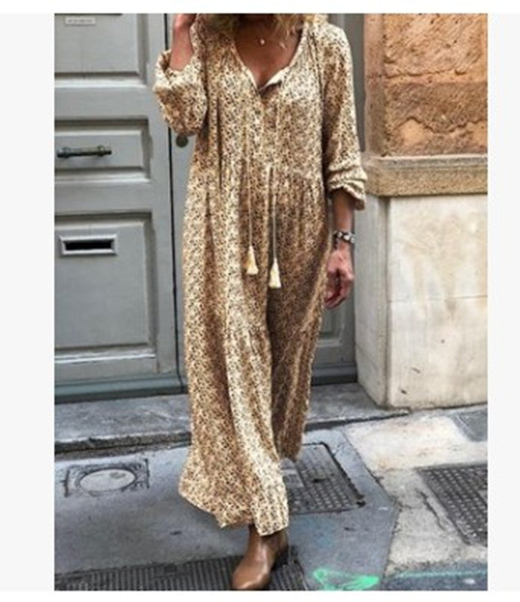 V-Neck Print Maxi Dress