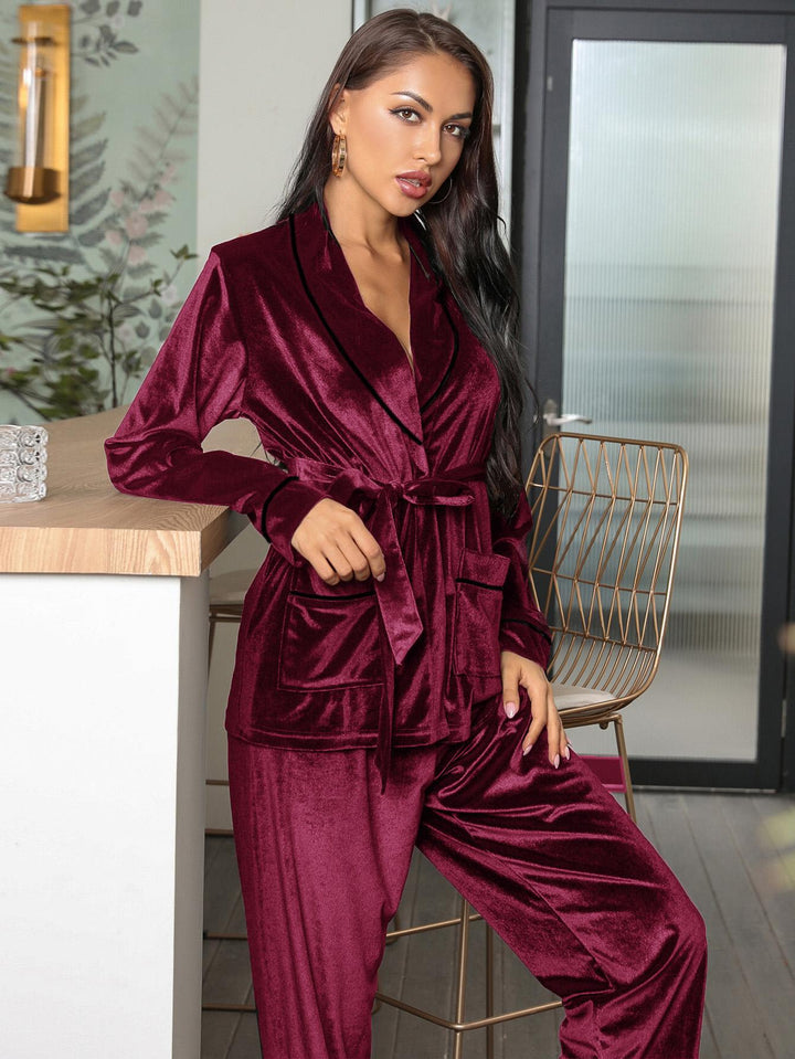 Fleece-Lined Thickened Loungewear Set - Winter Warmth