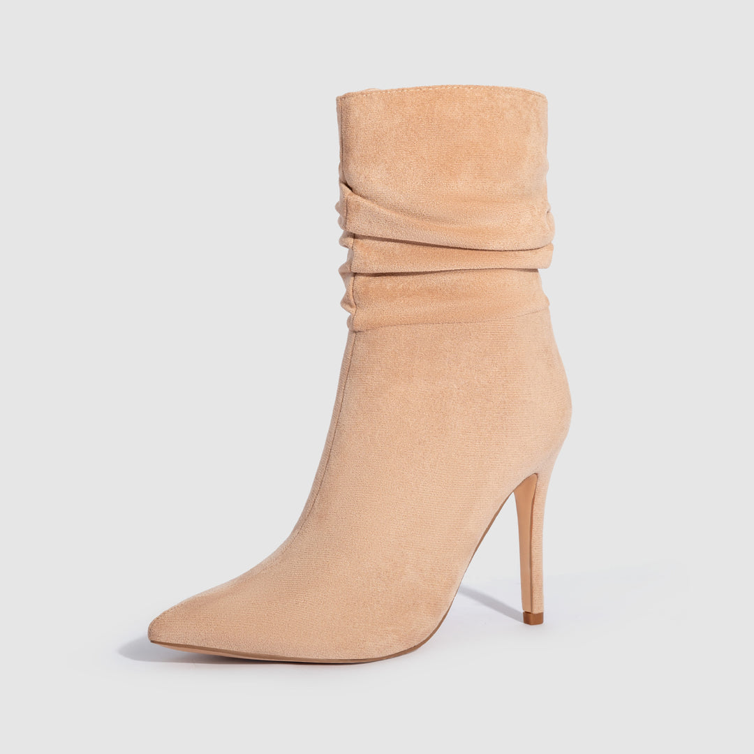 Suede Pointed High Heel Boots