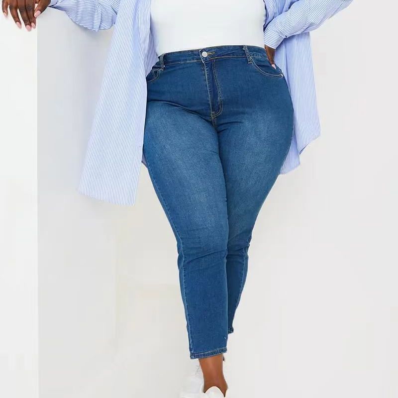 High Elastic Slim Fit Jeans - Plus Size