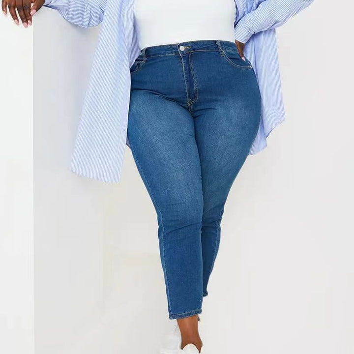 High Elastic Slim Fit Jeans - Plus Size