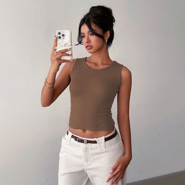 Bow Back Detail T-Shirt - Elegant Sleeveless Top