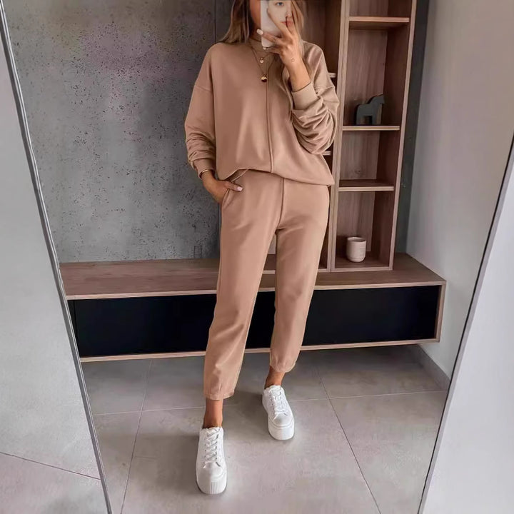 High Waist Track Loungewear Set - Hoodie & Sweatpants